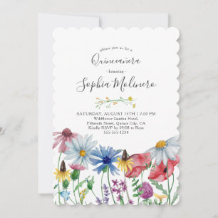 Ländliche Wildblumen Hübsche Wasserfarbe Quinceane Einladung