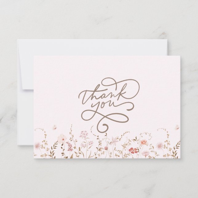 Ländliche Wildblumen mit Foto Boho Land Blumen Dankeskarte (Vorderseite)