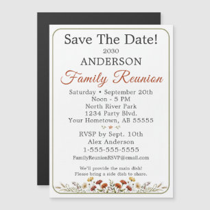 Ländliche Wildblumen-Save-the-Date-Familientreffen Magneteinladung