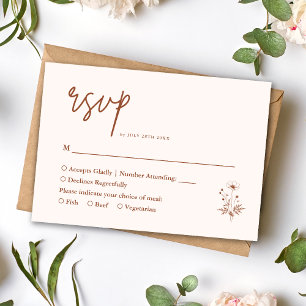 Ländliche Wildblumen Terrakotta Boho Florale Hochz RSVP Karte