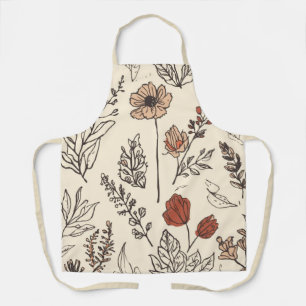 Ländliche Wildblumen Vintage-Botanik-Skizze Schürze