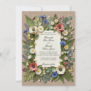 Ländliche Wildblumengarten-Hochzeitseinladung Einladung