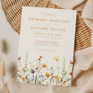 Ländliche Wildblumenhochzeit Einladung