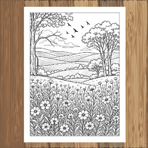 Ländliche Wildblumenwiese-Färbposter Poster
