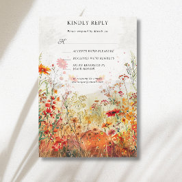 Ländliche Wildblumenwiese Herbsthochzeit RSVP Karte
