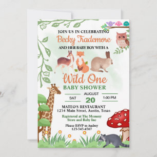 Ländliche Wildtiere Baby Shower Einladung