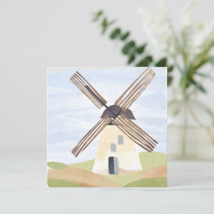 Ländliche Windmühle Aquarellkarte