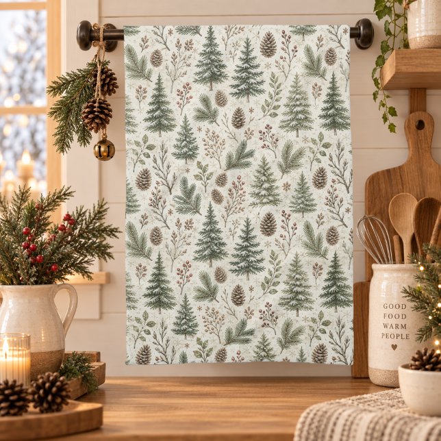 Ländliche Winter Botanik Waldlandschaft  Geschirrtuch (Von Creator hochgeladen)
