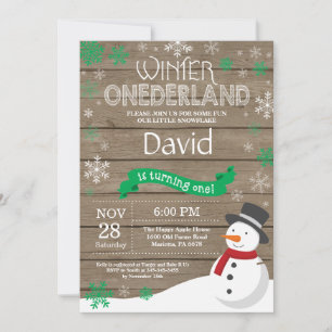 Ländliche Winter-Onederland-Einladung zum 1. Gebur Einladung