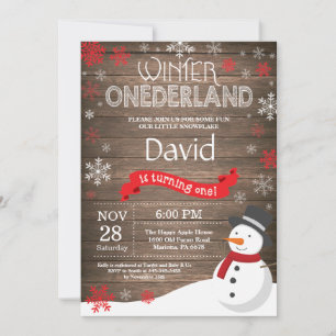 Ländliche Winter-Onederland-Einladung zum 1. Gebur Einladung