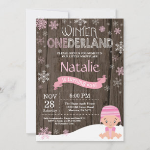 Ländliche Winter-Onederland-Einladung zum 1. Gebur Einladung