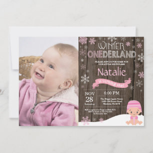 Ländliche Winter-Onederland-Einladung zum 1. Gebur Einladung