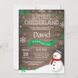 Ländliche Winter-Onederland-Einladung zum 1. Gebur Einladung