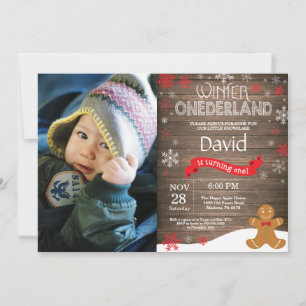 Ländliche Winter-Onederland-Einladung zum 1. Gebur Einladung