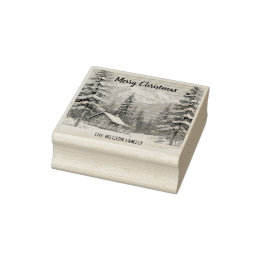 Ländliche Winter-Schnee-Land-Familienhütte Weihnac Gummistempel