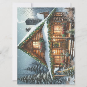 Ländliche Winter-/Weihnachts-Schneehütte Feiertagskarte