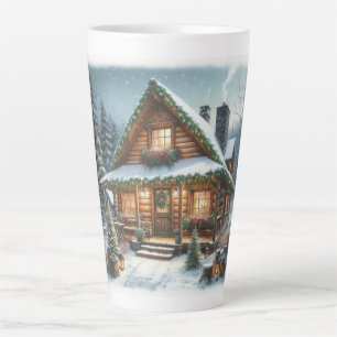 Ländliche Winter-/Weihnachts-Schneehütte Milchtasse
