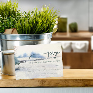 Ländliche Winterlandschaft Hochzeit RSVP Karte