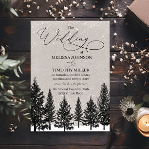 Ländliche Winterwald-Hochzeitseinladung Einladung