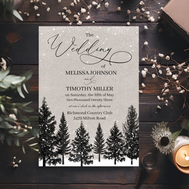 Ländliche Winterwald-Hochzeitseinladung Einladung (Von Creator hochgeladen)