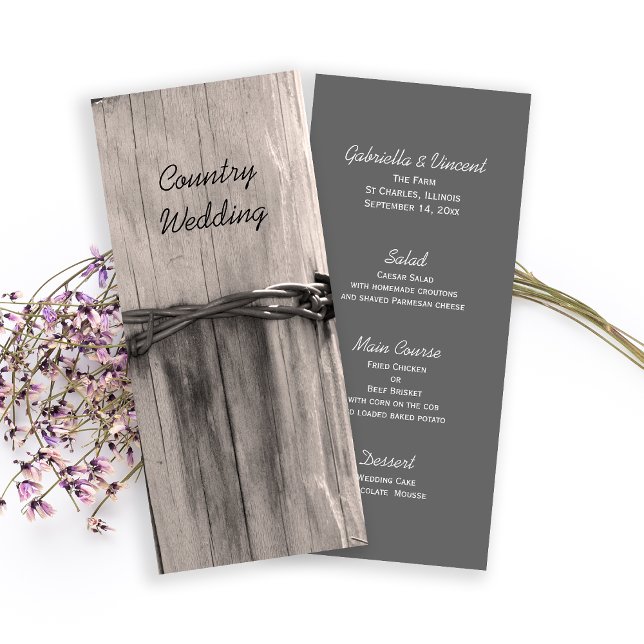 Ländliche Zaun-Post-Länderliste Hochzeitsmenü Menükarte (Von Creator hochgeladen)