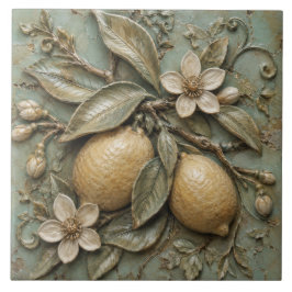 Ländliche Zitronenblüten-Zitrus-Faux-Relief Fliese