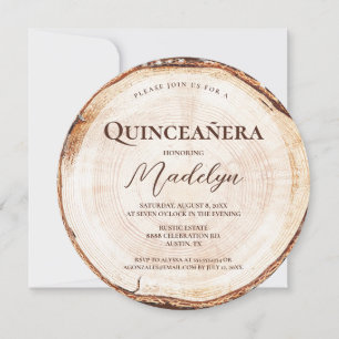 Ländlicher 15. Geburtstag Quinceanera Holzmaserung Einladung