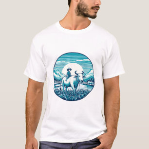 Ländlicher Bauer, der auf einem Büffel reitet, Vin T-Shirt