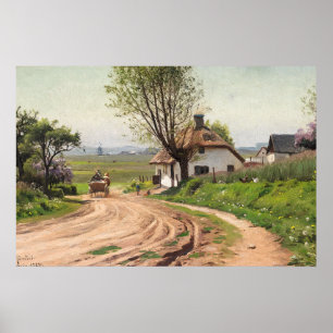 Ländlicher Bauernhaus-Cottage-Sommer-Straßenkunst Poster