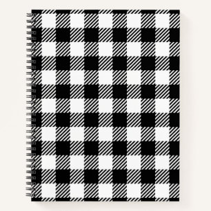 Ländlicher Bauernhof Schwarz-Weiß Kariert Notizbuch
