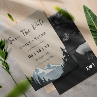 Ländlicher Bergwald-Forst Save-The-Date-Kalender Einladung