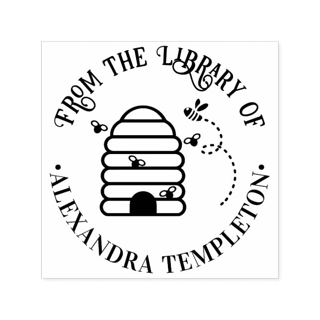 Ländlicher Bienenstock, fliegende Bienen #1 Biblio Permastempel (Design)