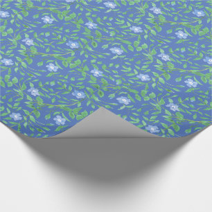 Ländlicher Blau-Grün-Blumenmuster Immergrün-Muster Geschenkpapier