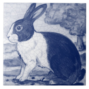 Ländlicher blauer niederländischer Hase Delft nach Fliese