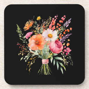 Ländlicher Blumenstil Hübsches rustikales Set von  Getränkeuntersetzer