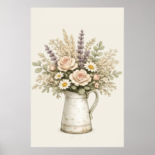 Ländlicher Blumenvase Poster