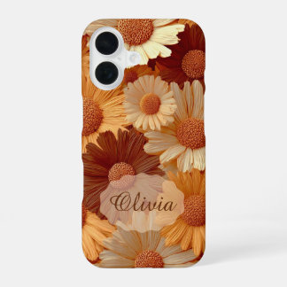 Ländlicher Boho-Blumen-Daisy-Muster-Name-Etuis iPhone 16 Hülle