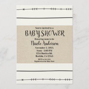 Ländlicher Boho Chic Baby Shower moderner Kraft Mi Einladung