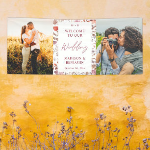 Ländlicher Boho-Chic-Wildblumen-Foto-Hochzeitsempf Banner