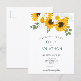 Ländlicher Boho Sonnenblumen Heiratsankündigung Te Ankündigungspostkarte