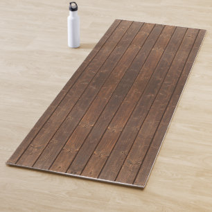 Ländlicher Braun-Eichenholzfußboden Yogamatte