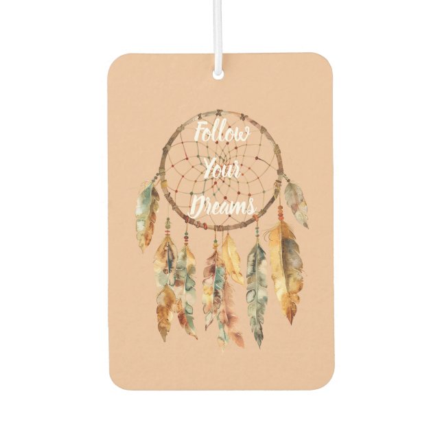 Ländlicher Creme Boho Federn Traumfänger Autolufterfrischer (Vorderseite)