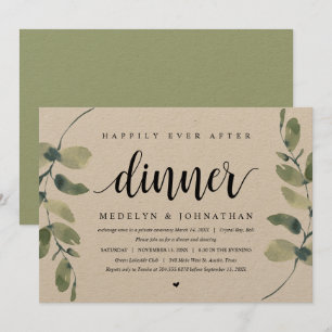 Ländlicher Eukalyptus, Hochzeits-Elopement-Dinner Einladung