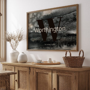 Ländlicher Familienname im Bauernhaus-Wasserfarben Poster