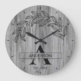 Ländlicher Familienname mit Monogramm im Landhauss Große Wanduhr