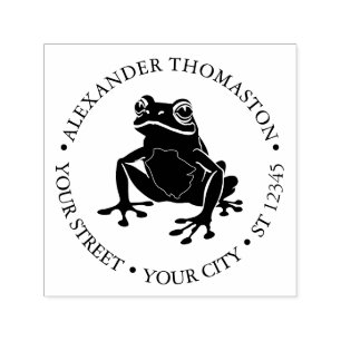 Ländlicher Frosch #1 Amphibien-Rundname-Adresse Permastempel