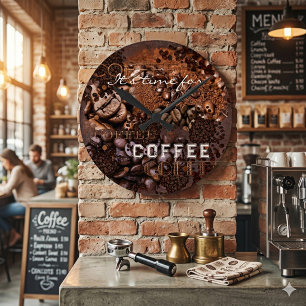 Ländlicher gerösteter Kaffeebohne Runde Wanduhr