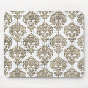 Ländlicher Glamour Jute Royal Damast Chic Modern Mousepad