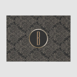Ländlicher Glamour Jute Royal Damast Chic Monogram Seidenpapier