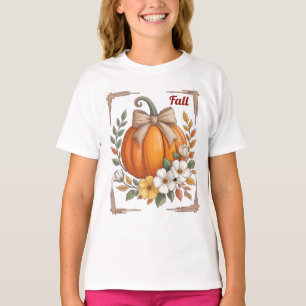 Ländlicher Herbst-Kürbis-Juteband-Bow-Wildblumen-H T-Shirt